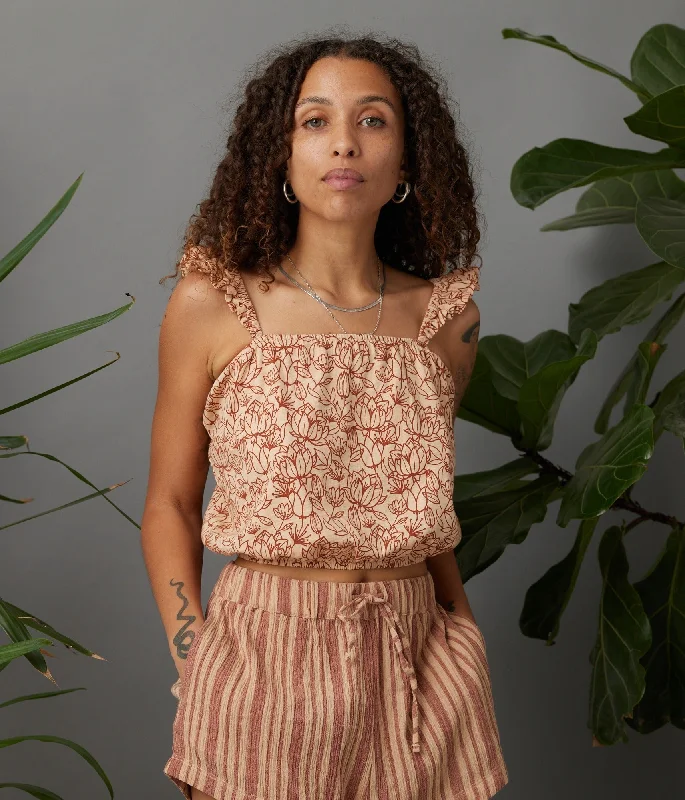 Claire Tank Top - Light Peach Floral cozy tank top