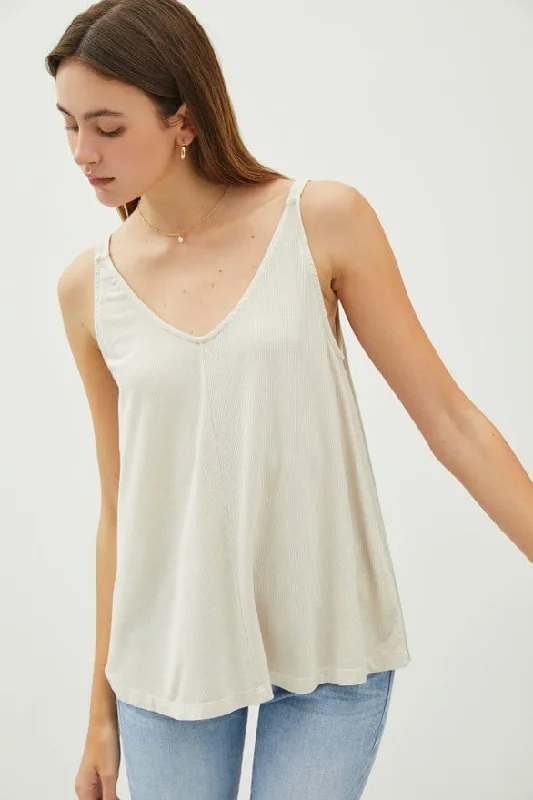 Be Cool Flowy V-Neck Knit Tank lace tank top