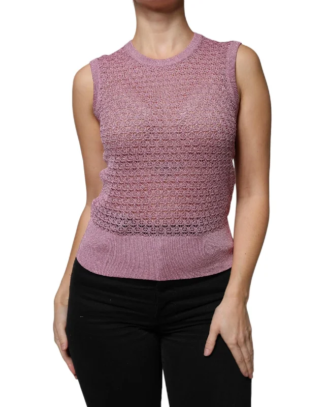 Dolce & Gabbana Mesh See Through Sleeveless Tank Top sheer tank top