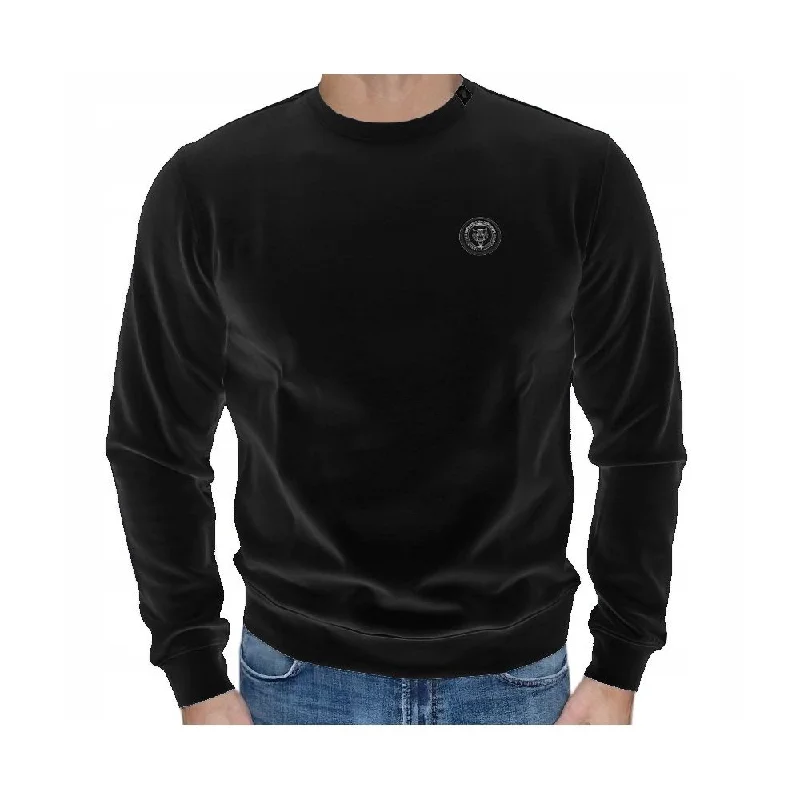 Black Cotton Men Sweater Bright Pastel Dark