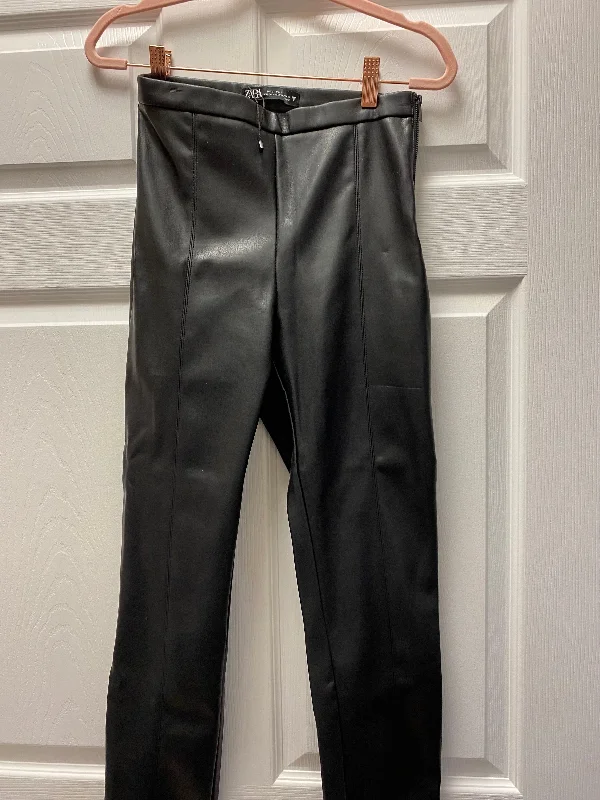 Zara Black Faux Leather Pants Sz S NWT Formal Slim Pants