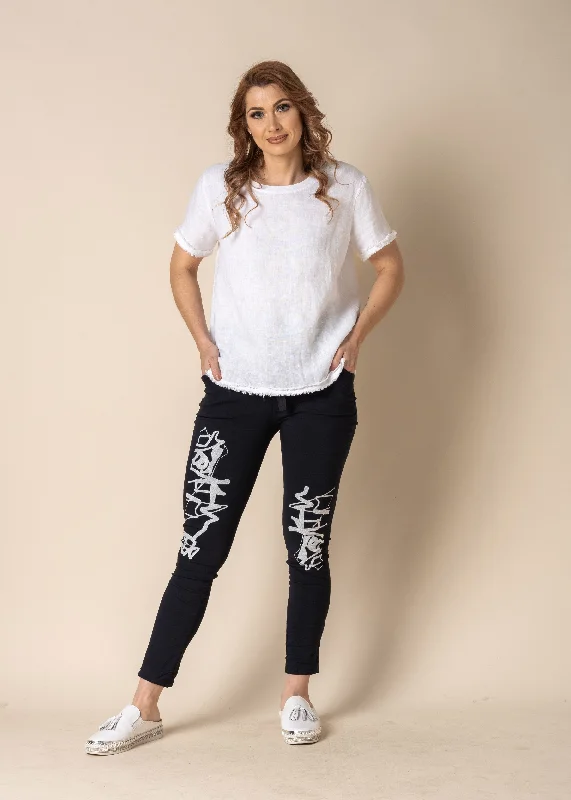 Lorali Pants in Navy Stylish Elastic Waist Pants