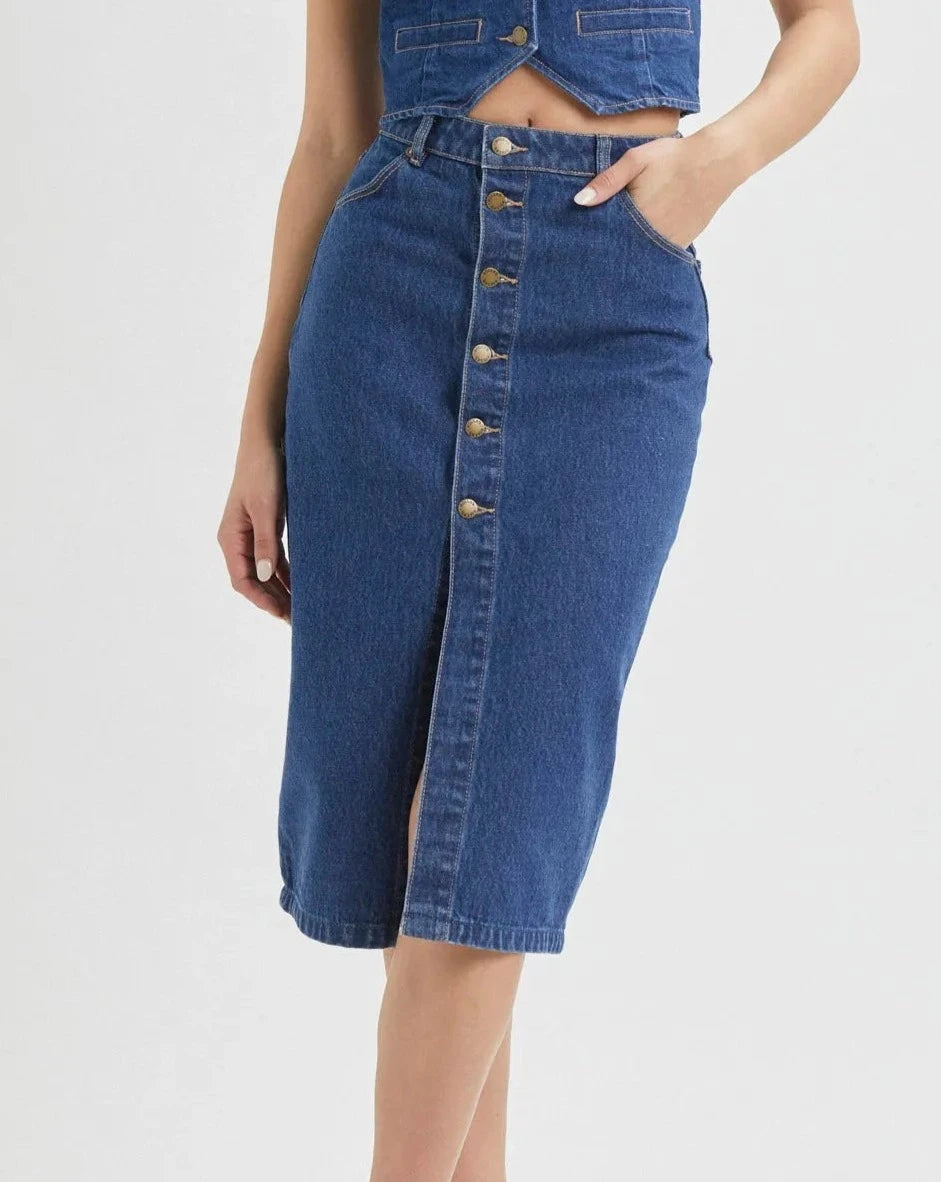 Melrose Skirt in Organic Blue lace skirt romantic