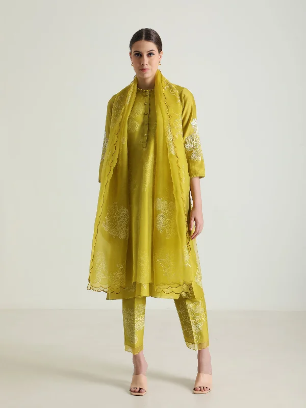 Printed Tunic & Printed Silk Chanderi Pant With Dupatta Cozy Jogger Leggings