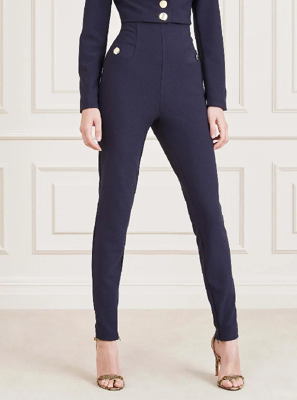 Marciano Blue Multi Leigah High-Rise Skinny Pants Trendy Tapered Pants