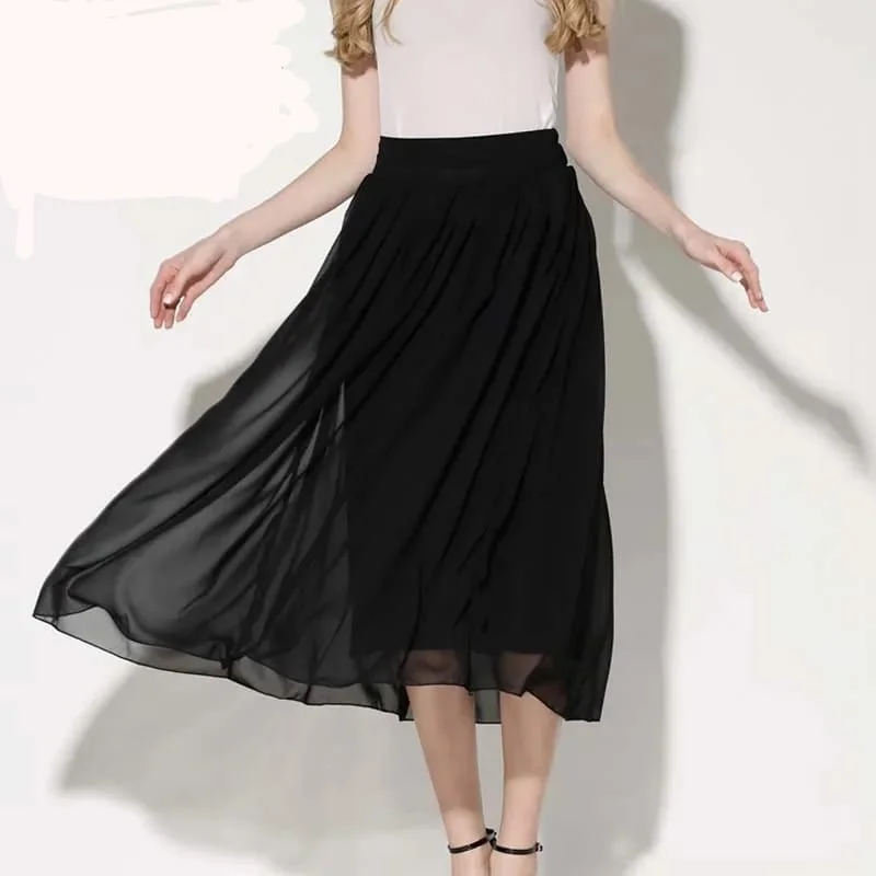 Woman Long Pleated Chiffon Skirt Solid Black High Waist Elastic Chiffon Skirt Office Elegant Maxi Elegant Pleated Skirt S4285767 corduroy skirt cozy Woman Long Pleated Chiffon Skirt Solid Black High Waist Elastic Chiffon Skirt Office Elegant Maxi Elegant Pleated Skirt S4285767 corduroy skirt cozy