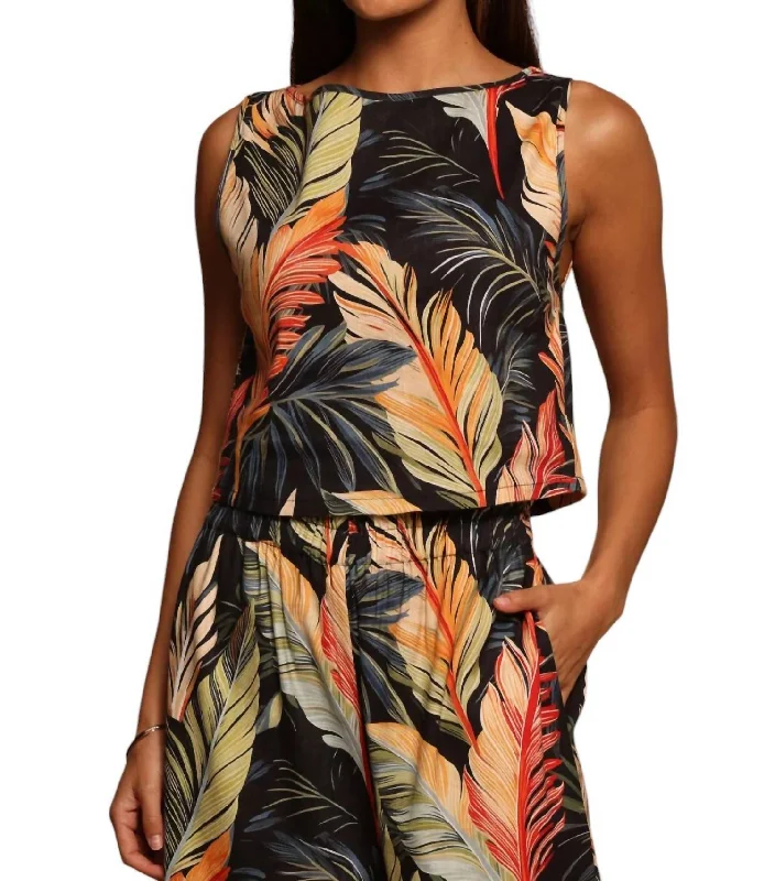 Elise Tank In Feathered Fronds floral tank top