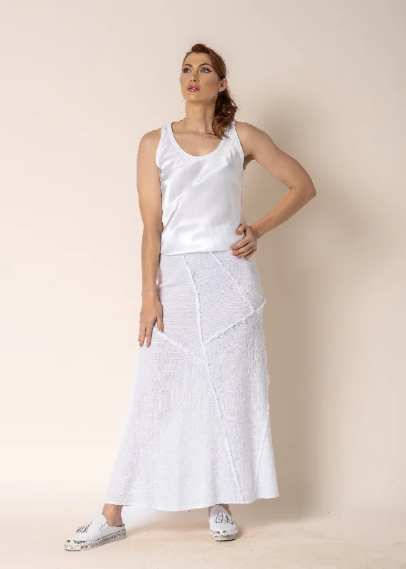 Skyla Linen Skirt in White a-line skirt cut