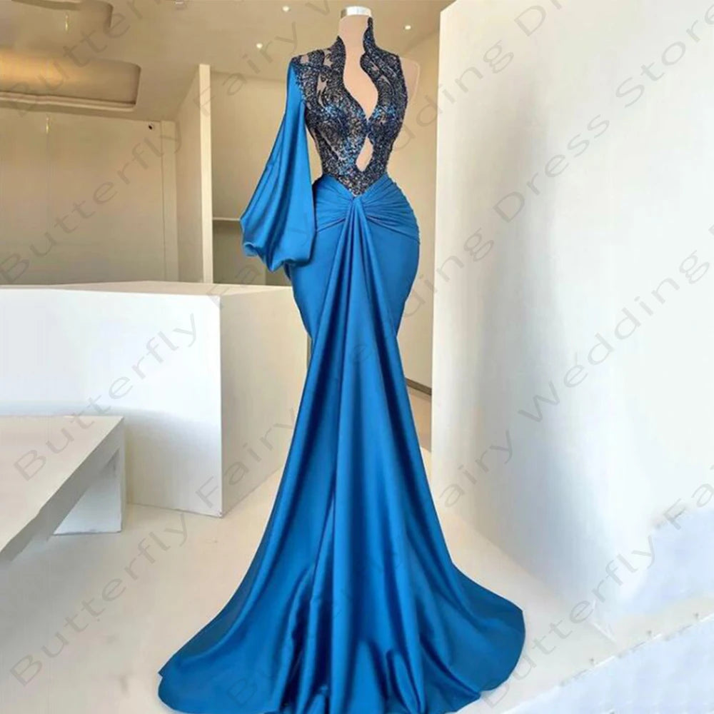 Wjczt Sexy Mermaid Dresses 2024 New Gorgeous Satin Fashion Exquisite Lace Applique Pretty Mopping Evening Dresses For Women Elegant Tunics Canvas sturdy