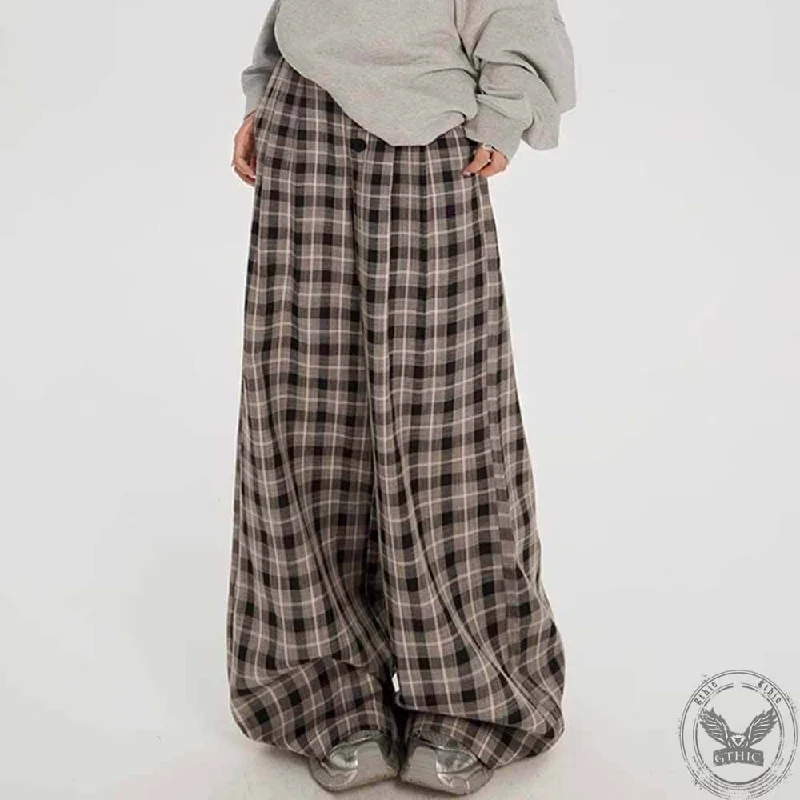 Vintage High Waist Plaid Design pants Modern Skinny Pants