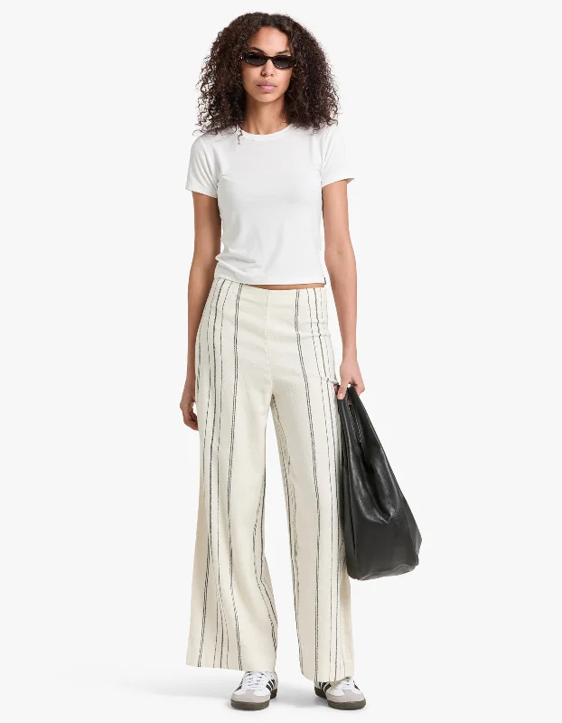 Matera Stripe Pant - Cream/Black Trendy Printed Pants