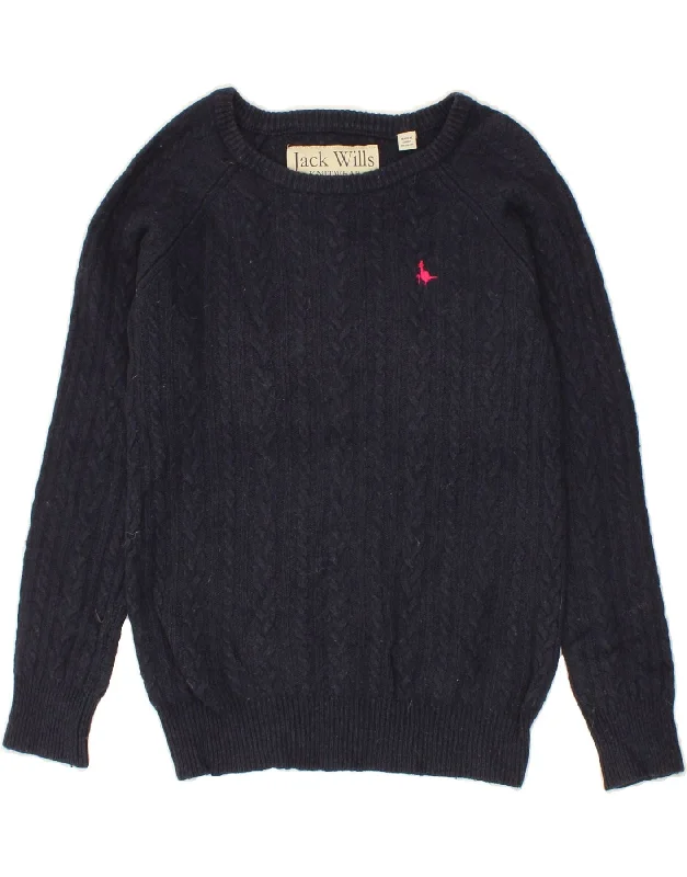 JACK WILLS Womens Boat Neck Jumper Sweater UK 6 XS Navy Blue Wool Elegant Classic Vintage