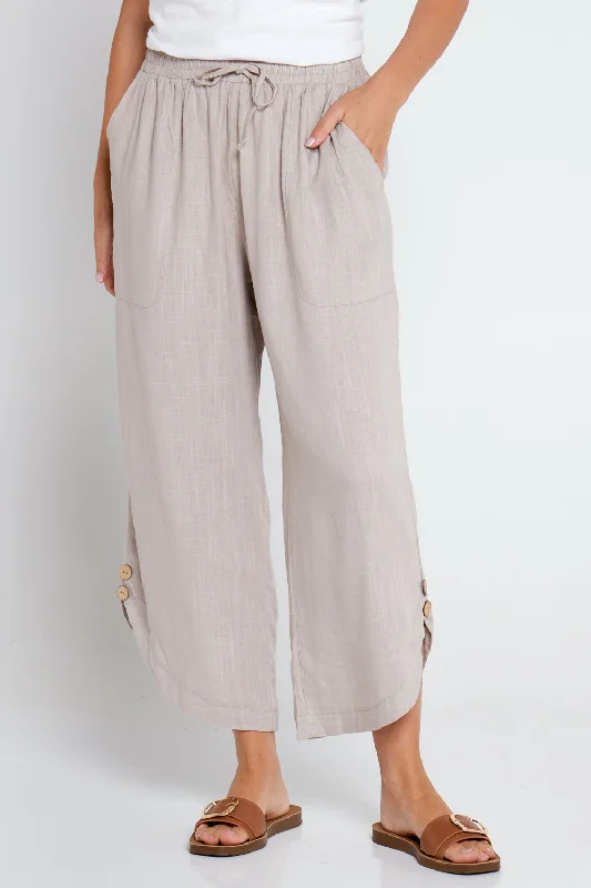 Cartia Linen Pants - Beige Trendy Tapered Pants