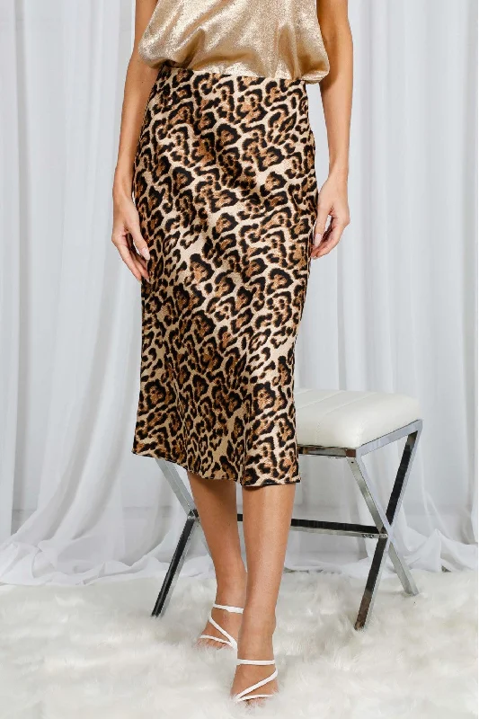 Leopard Print Satin Slip Skirt denim skirt fashionable