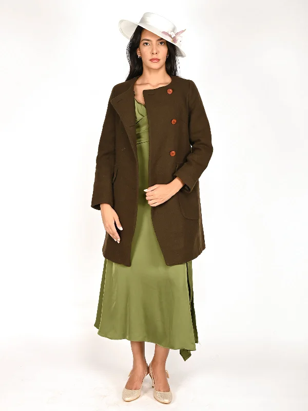 Odette Olive Flannel Tailored Jacket For Women Print Jacket Jacquard Jacket Embroidered Jacket