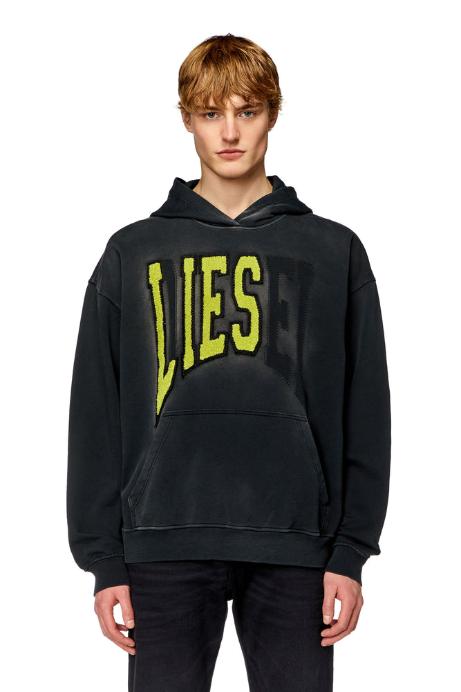 College hoodie with LIES patches Hoodie with Raglan Sleeves Sporty Comfortable