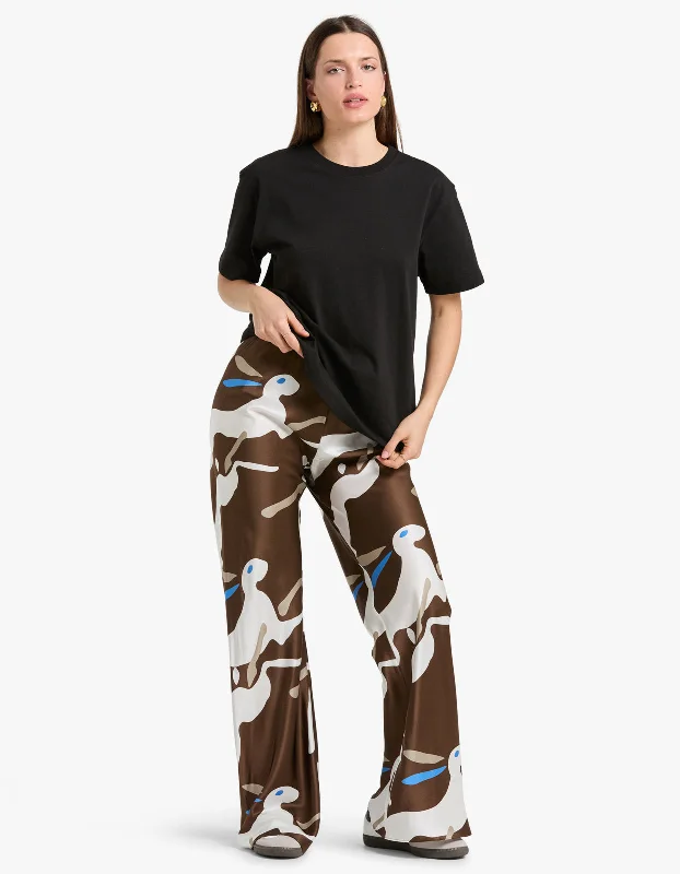 Bias Cut Pants - Rabbit Dark Earth Cozy Lounge Pants