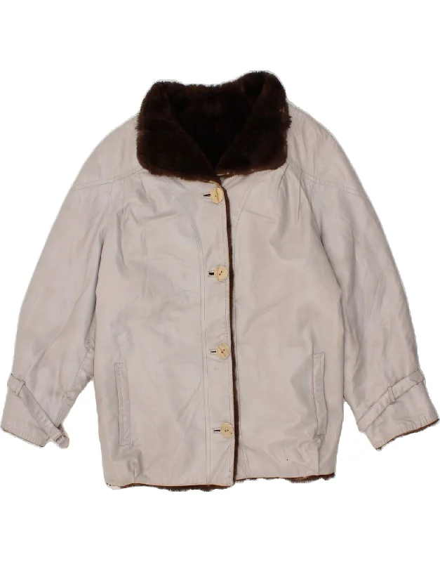 VINTAGE Womens Sherpa Jacket UK 2 2XS Grey Insulated Jacket Fitted Jacket Loose Jacket VINTAGE Womens Sherpa Jacket UK 2 2XS Grey Insulated Jacket Fitted Jacket Loose Jacket