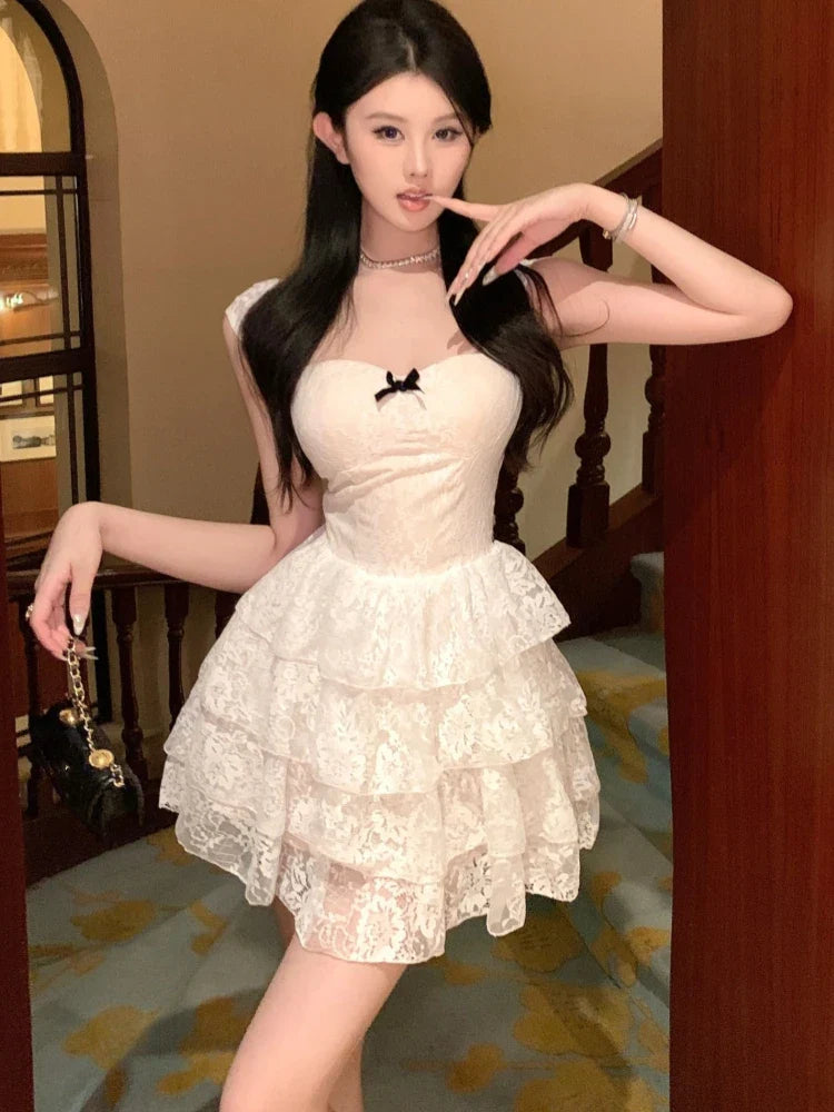 Wjczt Woman Spring Summer New Elegant Lace Mini A-line Dresses Sleeveless Party Prom Fashion One Piece Clothes Tunics Spring floral Wjczt Woman Spring Summer New Elegant Lace Mini A-line Dresses Sleeveless Party Prom Fashion One Piece Clothes Tunics Spring floral