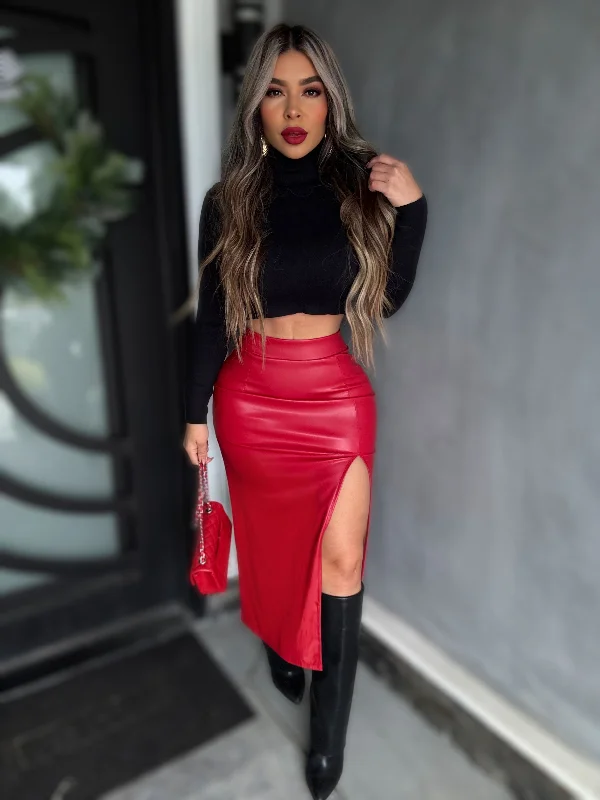 Nash Skirt (Red) velvet skirt sumptuous