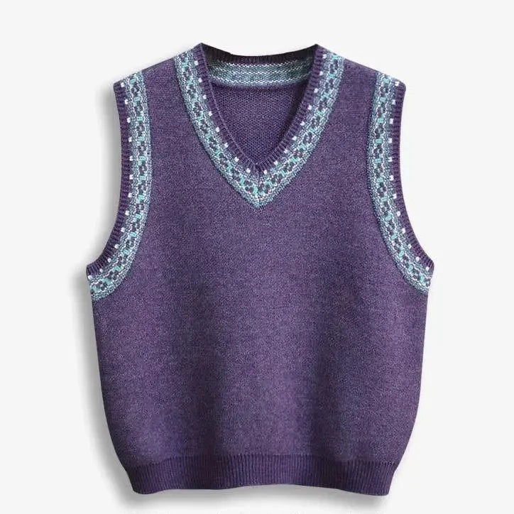 Poppy's V-Neck Sweater Vests Graphic Sweater Embroidered Appliqued