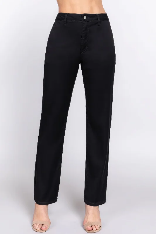 Straight Fit Twill Long Pants Classic Straight Pants