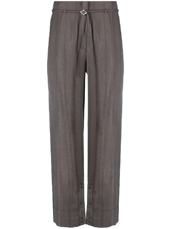 DRAPEY STRIPE SLIM MID-HIGH WAISTED PANT Elegant Wool Trousers