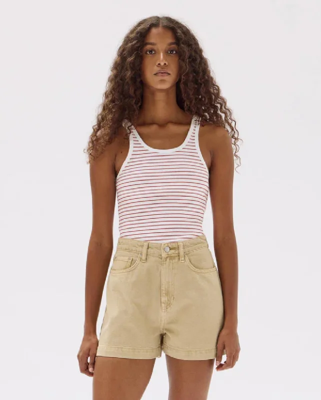 Drew Stripe Rib Tank Papaya sexy tank top