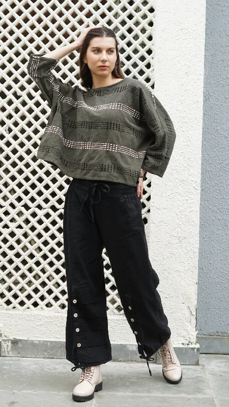 Polaris Linen Blend Pant in Onyx Comfortable Jogger Trousers
