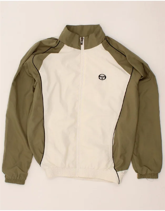 SERGIO TACCHINI Womens Tracksuit Top Jacket UK 20 2XL Khaki Colourblock Front Pockets Side Pockets Patch Pockets