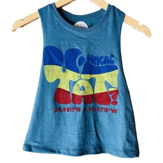 WHEREable Art Where Y'at Fest Racerback Cropped Tank bright tank top