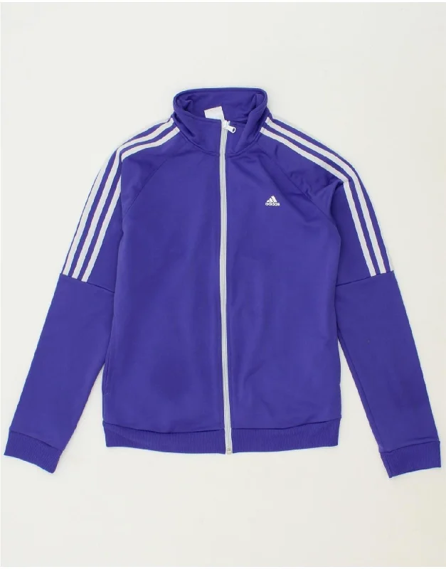 ADIDAS Womens Tracksuit Top Jacket UK 4/6 XS Blue Polyester Herringbone Jacket Houndstooth Jacket Plaid Jacket