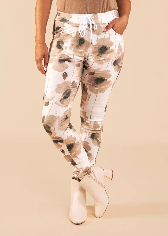 Meela Floral Pants in Mocha Classic Straight Pants