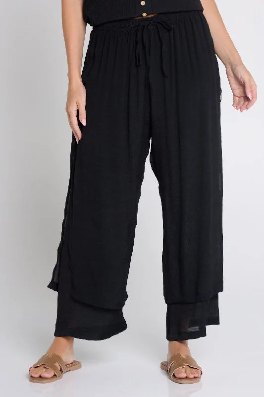 Brooke Layered Pants - Black Chic Checkered Pants