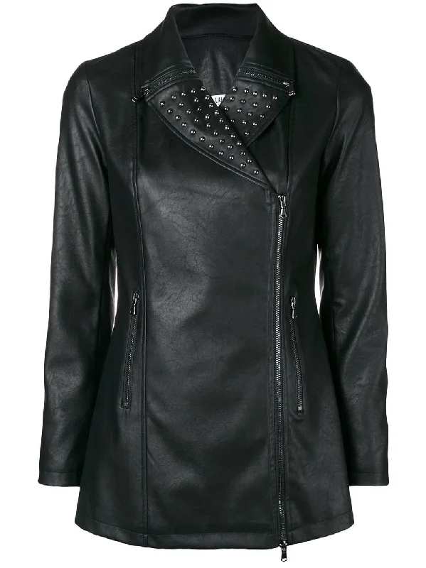 longline biker jacket Collared Jacket Crew Neck Jacket Turtle Neck Jacket