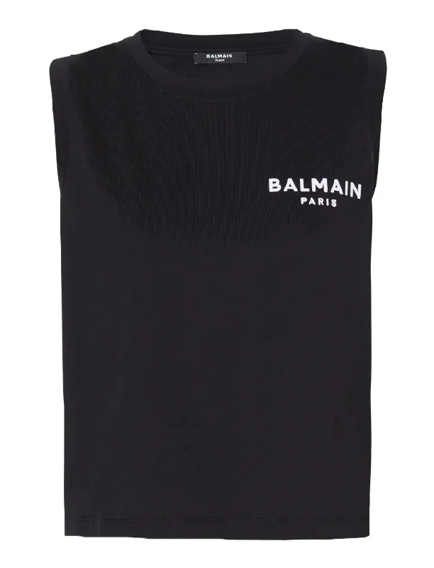 Balmain contrasting flocked tank top adorable tank top