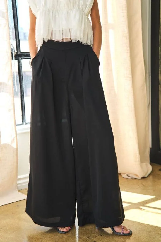 Elastic Waist Casual Long Dress Pant Formal Wide-Leg Pants