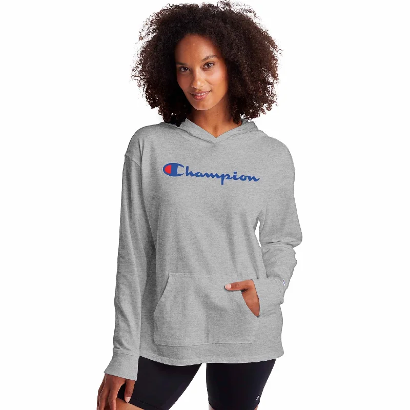 Womens Champion Oxford Gray Hoodie Everyday Cotton Jumper Hoodie with Velcro Closure Adjustable Secure