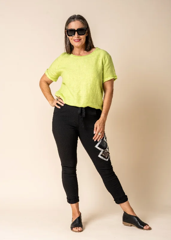 Sara Pants in Onyx Stylish Elastic Waist Pants