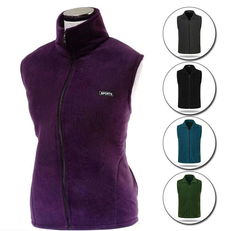 Plus Size 10Colors Slim Lapel Collar Zipper Sleeveless Jackets Windproof Warm Casual Women Autumn Winter Sport Basic Vest Fleece Jacket Down Jacket Feather Jacket