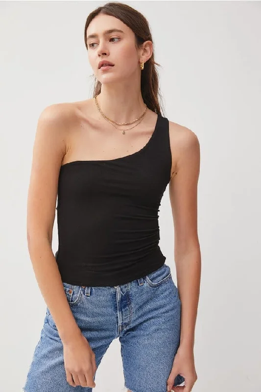 Be Cool One Shoulder Basic Tank strapless tank top