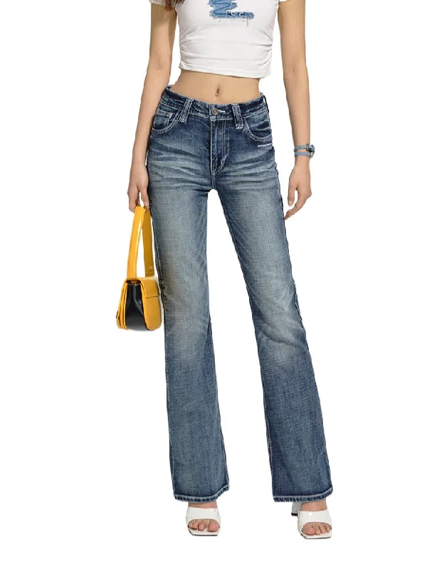 Heavy-Duty Low-Waist Straight Denim Pants Classic Straight-Leg Pants