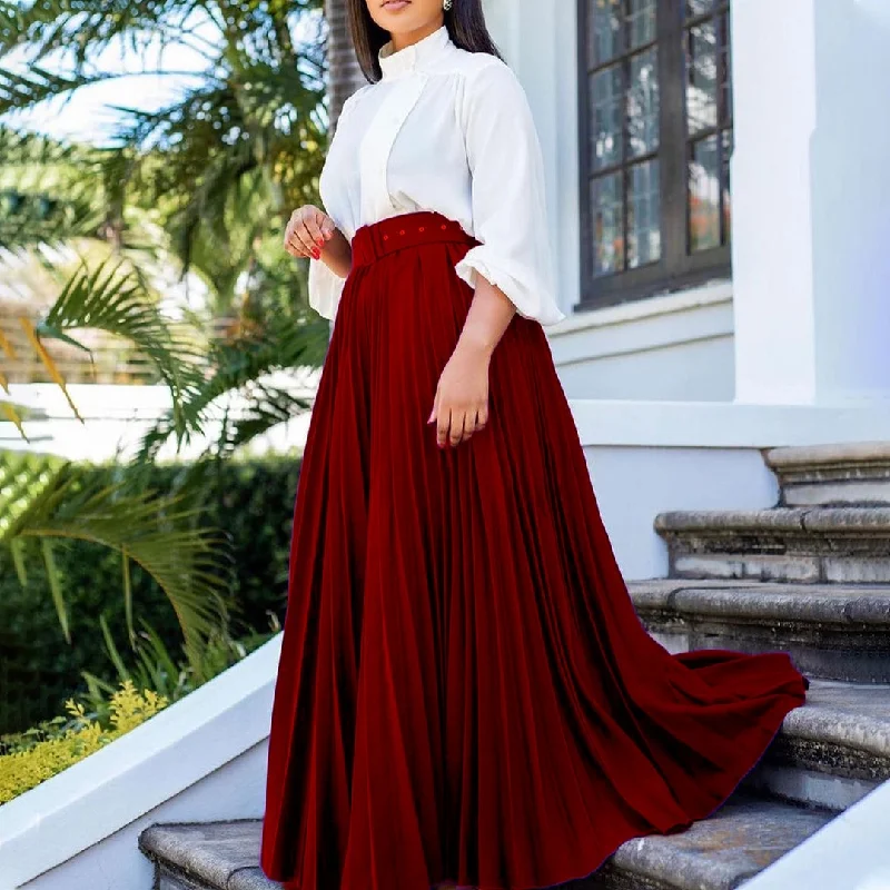 Women's Solid Color Skirt 328467 relaxed fit skirt