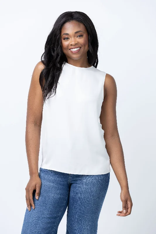Theory Straight Shell Tank Top in Ivory cropped tank top