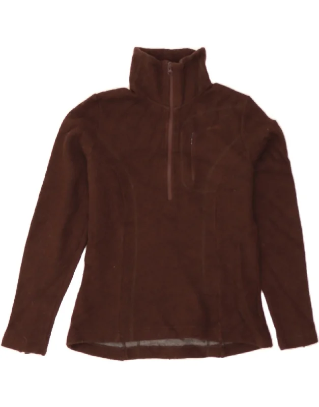 MUSTO Womens Zip Neck Jumper Sweater UK 14 Medium Brown Wool Thin Thick Dense