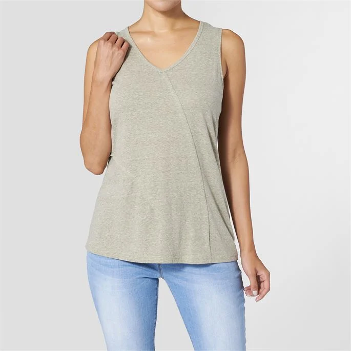 Haiden V-Neck Tank in Olive cold shoulder tank