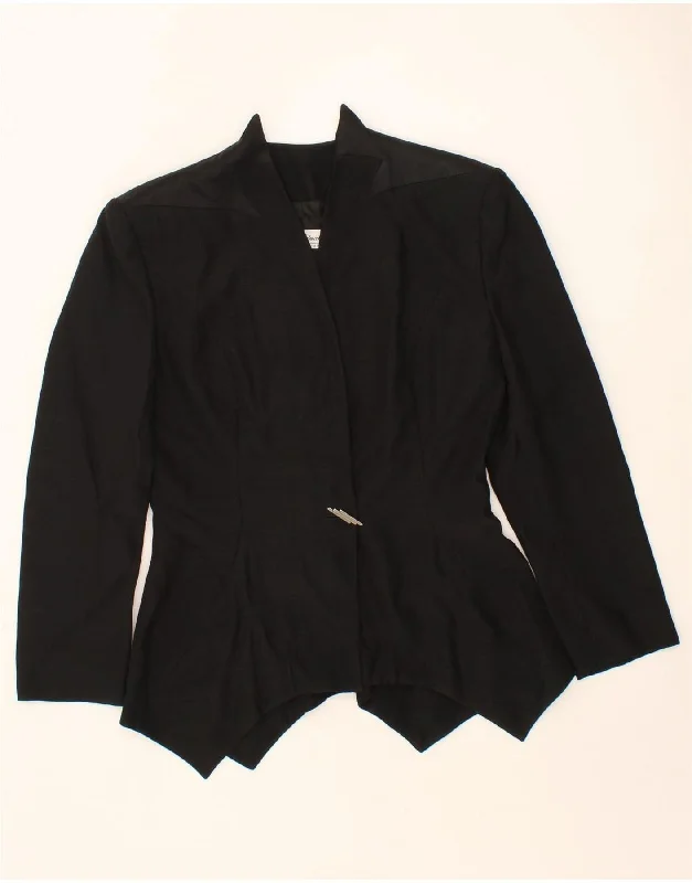 VINTAGE Womens 1 Button Blazer Jacket IT 42 Medium Black Acetate Toggled Jacket Drawstring Jacket Belted Jacket VINTAGE Womens 1 Button Blazer Jacket IT 42 Medium Black Acetate Toggled Jacket Drawstring Jacket Belted Jacket