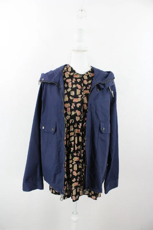 Vintage Blue Light Jacket (2) Nylon Fabric Polyester Fabric Spandex Fabric