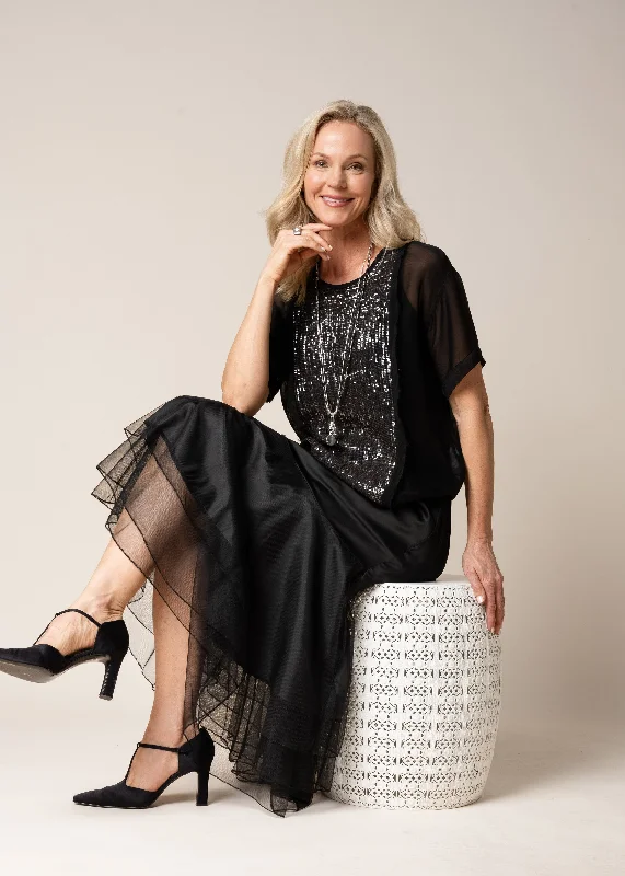 Nami Skirt in Onyx cashmere skirt rich