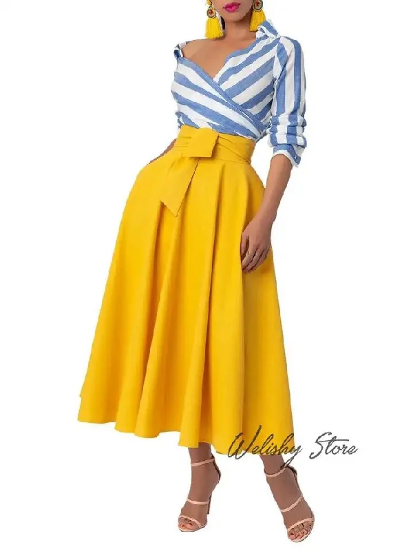 Fashion Elegant Yellow A-line Satin Skirts For Women Custom Made Female Formal Ankle Length Long Skirt Faldas Largas Muje S4224368 velvet skirt plush Fashion Elegant Yellow A-line Satin Skirts For Women Custom Made Female Formal Ankle Length Long Skirt Faldas Largas Muje S4224368 velvet skirt plush